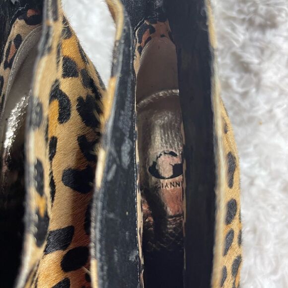 Gianni Bini Leather Calf Hair Leopard Print Pull On Stiletto Ankle Boots SZ8M - Picture 10 of 11